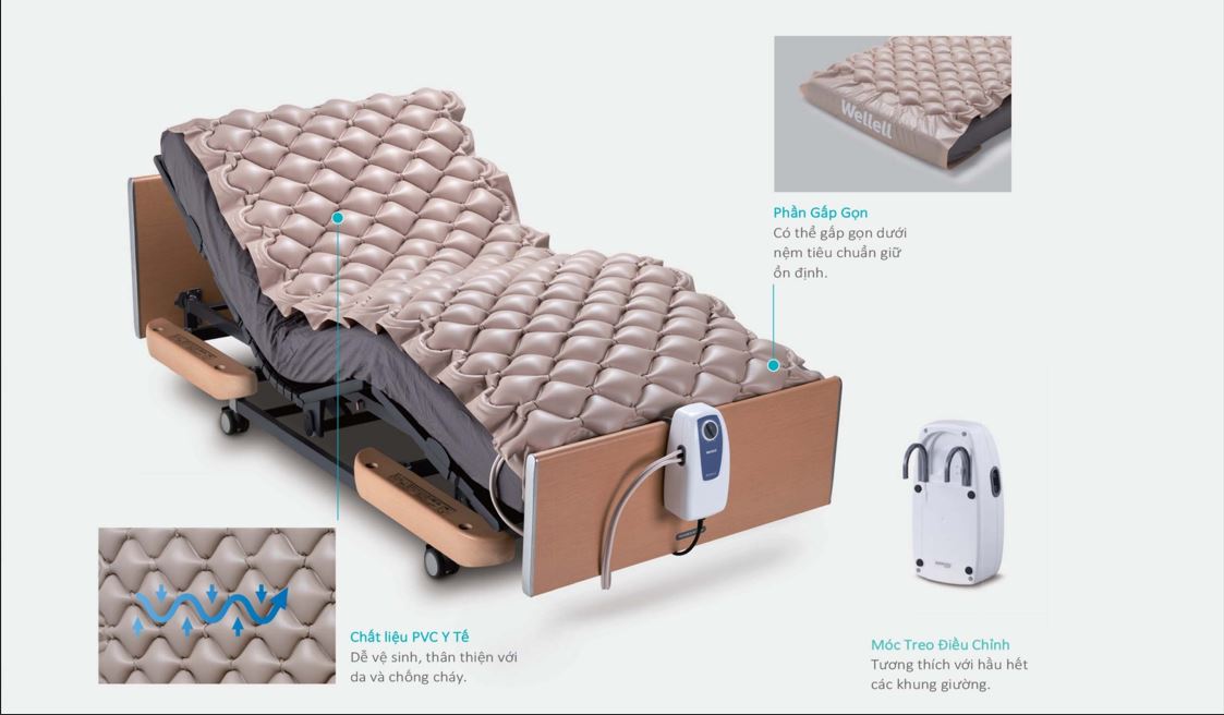 Nệm Hơi Chống Loét Domus 1 – Công Nghệ Áp Lực Luân Phiên Giúp Phòng Ngừa Loét Tỳ Đè Hiệu Quả
